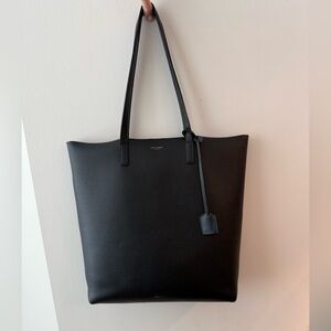 Saint Laurent North/South Medium Leather Shopper Tote Black